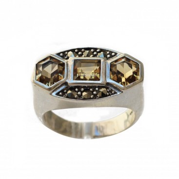 Bague en Argent 925 (Citrine - Marcassites)