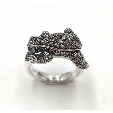 BAGUE ARGENT 925 (EMERAUDE - MARCASSITES)