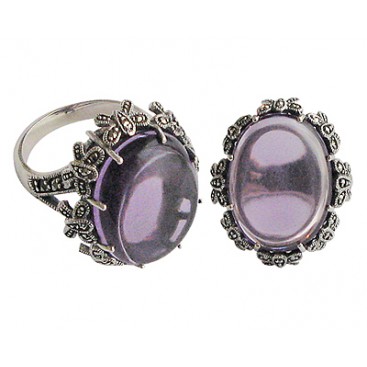 Bague en Argent 925 (Améthyste - Marcassites)