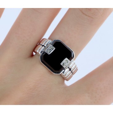 Bague en Argent 925 (Onyx - Marcassites) — vue 2