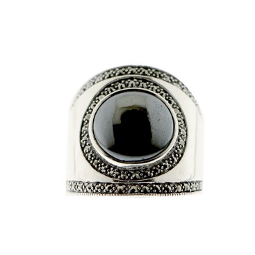 Bague en Argent 925° (Hématite - Marcassites)