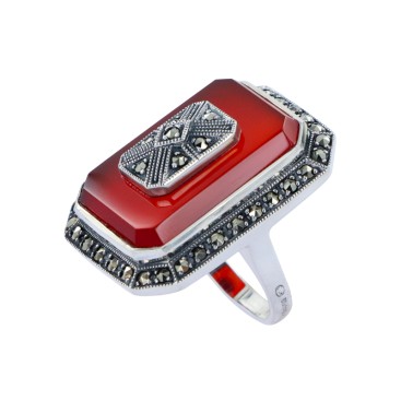 Bague en Argent 925 (Cornaline - Marcassites) — vue 3