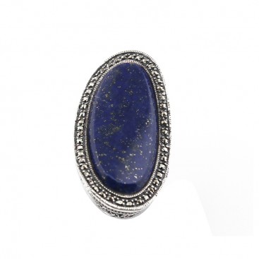 Bague en Argent 925 (Lapis lazuli - Marcassites)