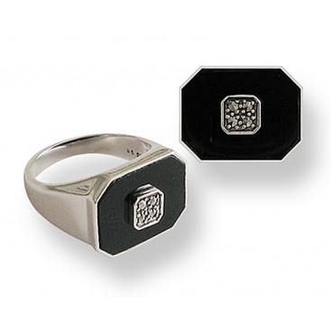 Bague en Argent 925 (Onyx - Marcassites)