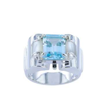 Bague en Argent 925 (Nacres - Topaze bleue)