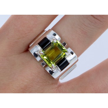 Bague en Argent 925 (Onyx - Quartz Lemon) — vue 2