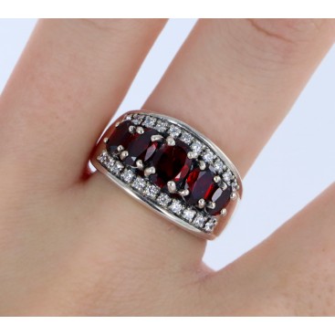 Bague en Argent 925 (Grenat - Oxyde de zirconium) — vue 2