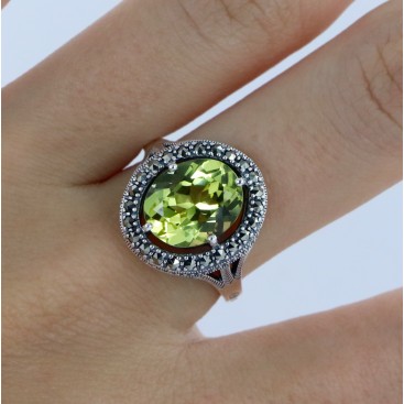 Bague en Argent 925 (Quartz Lemon - Marcassites) — vue 2
