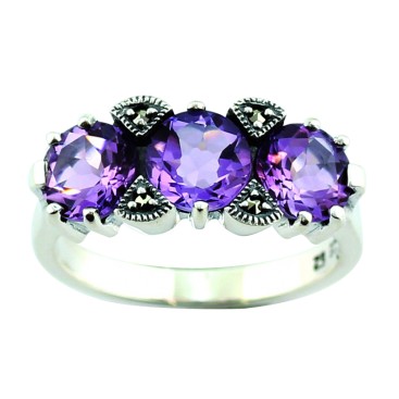 Bague en Argent 925 (Améthyste - Marcassites)