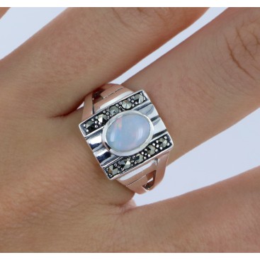 Bague en Argent 925 (Opale - Marcassites) — vue 2