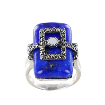 Bague en Argent 925 (Opale - Lapis lazuli - Marcassites)