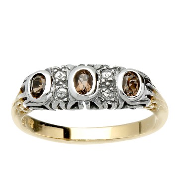 Bague en Argent et Vermeil 925 (Quartz fumé)