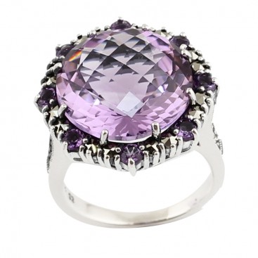 Bague en Argent 925 (Améthyste - Marcassites)