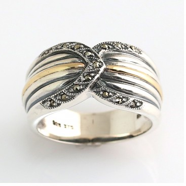Bague en Argent 925/Or (Marcassites)