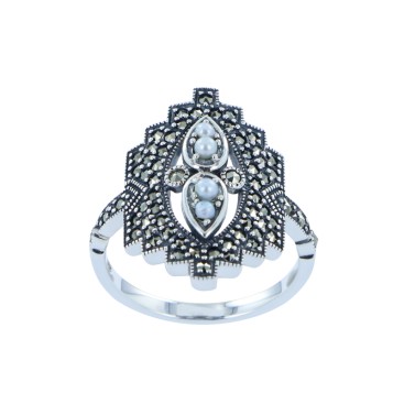 Bague en Argent 925( Perles de culture - Marcassites)