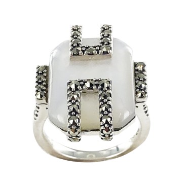 Bague en Argent 925 (Nacre - Marcassites)