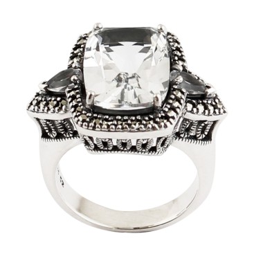 Bague en Argent 925 (Topaze claire - Marcassites)