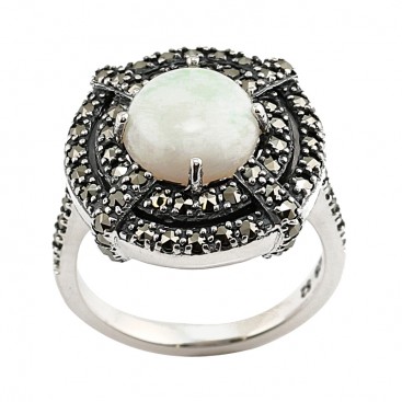 Bague en Argent 925 (Opale - Marcassites)