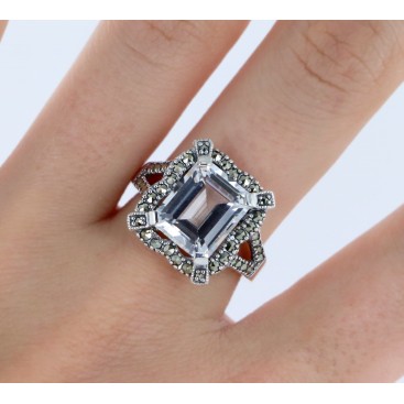 Bague en Argent 925 (Topaze claire - Marcassites) — vue 2