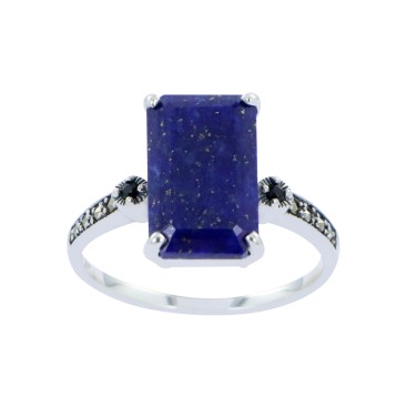 Bague en Argent 925 (Lapis lazuli - Spinelle noir - Marcassites)