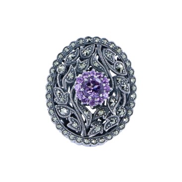 Bague en Argent 925 (Améthyste - Marcassites) — vue 2