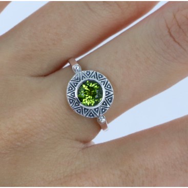 Bague en Argent 925 (Péridot - Marcassites) — vue 2