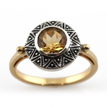 Bague En Argent Et Vermeil 925° (Citrine)
