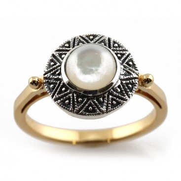 Bague En Argent Et Vermeil 925° (Nacre)