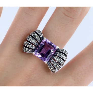 Bague en Argent 925 (Améthyste - Marcassites) — vue 2