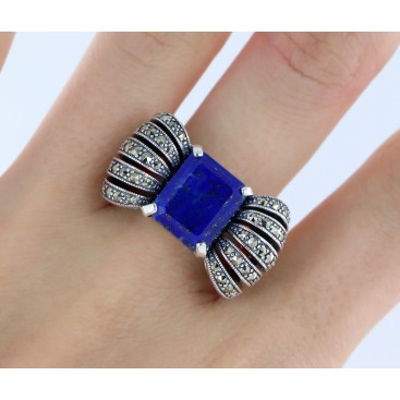 Bague en Argent 925 (Lapis lazuli - Marcassites) — vue 2