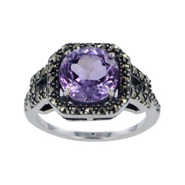 Bague en Argent 925 (Améthyste - Marcassites)