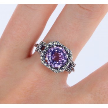 Bague en Argent 925 (Améthyste - Marcassites) — vue 2