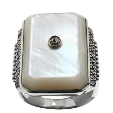 Bague en Argent 925 (Nacre - Marcassites)