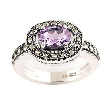 Bague en Argent 925 (Améthyste - Marcassites)