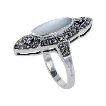 Bague en Argent 925 (Nacre - Marcassites ) — vue 2
