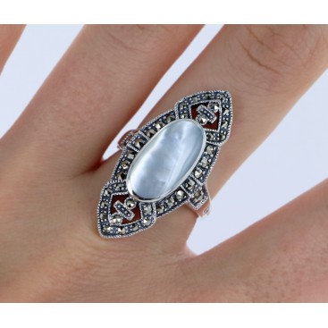 Bague en Argent 925 (Nacre - Marcassites ) — vue 3