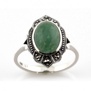 Bague en Argent 925 (Aventurine - Marcassites)