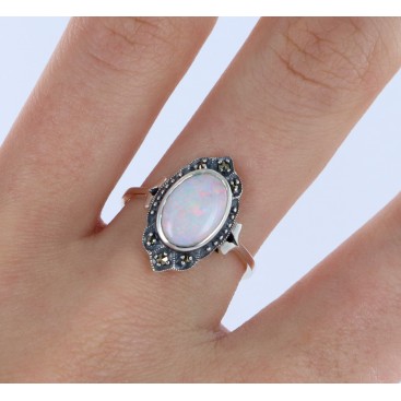 Bague en Argent 925° (Opale - Marcassites) — vue 2