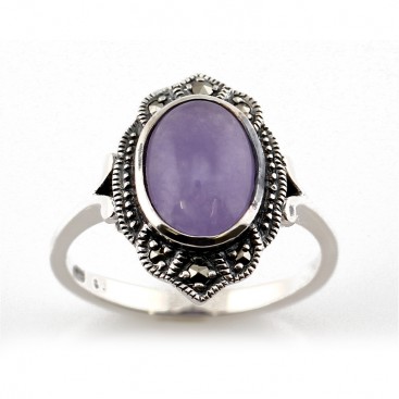Bague en Argent 925 (Jade Lavander - Marcassites)