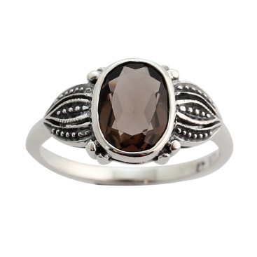 Bague en argent 925 (Quartz fumé)