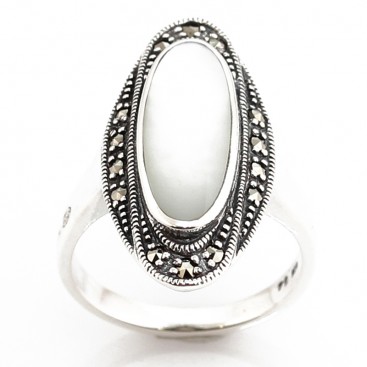 Bague en Argent 925 (Marcassites -Nacre)
