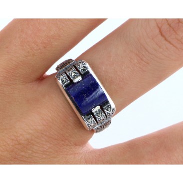 Bague en Argent 925 (Lapis-lazuli - Marcassites) — vue 2