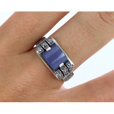 Bague en Argent 925 (Jade Lavender - Marcassites) — vue 2