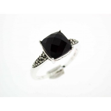 BAGUE ARGENT 925 (ONYX - MARCASSITES)