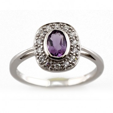 Bague en Argent 925 (Améthyste - Oxydes de zirconium)