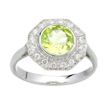 Bague en Argent 925 (Péridot - Oxyde de zirconium)