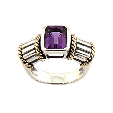 Bague en Argent 925 et Or (Améthyste)