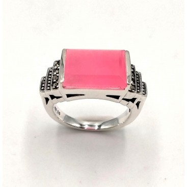 BAGUE ARGENT 925 (JADE ROSE - MARCASSITES)