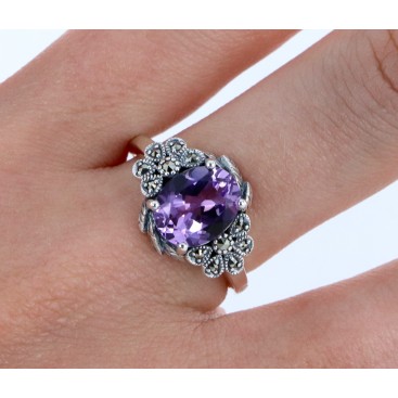 Bague En Argent 925 (Améthyste - Marcassites) — vue 2