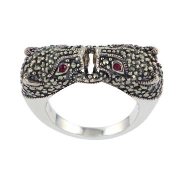 BAGUE ARGENT 925 (RUBIS - MARCASSITES)